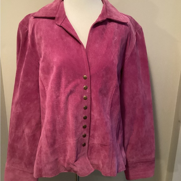 Women’s A.M.I Large Purple Leather Jacket Blazer Stylish - Picture 1 of 7